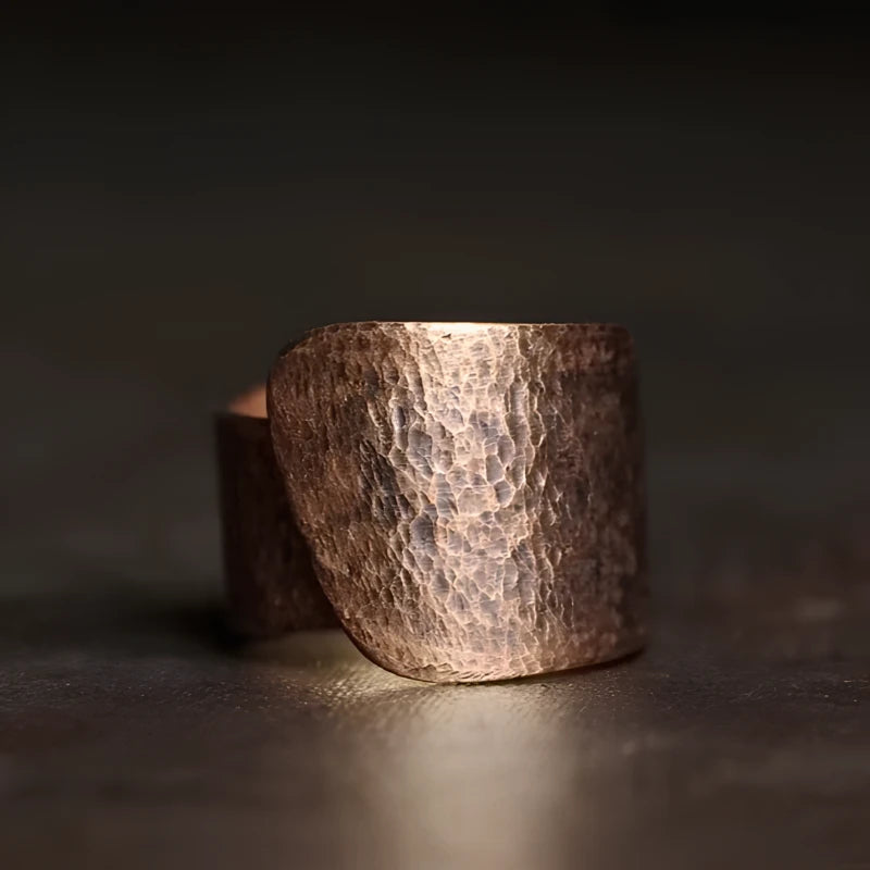 Anel Folha Feito à Mão em Cobre - Linha Nepal