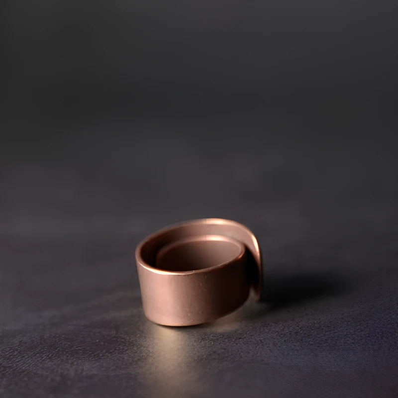 Anel Folha Feito à Mão em Cobre - Linha Nepal