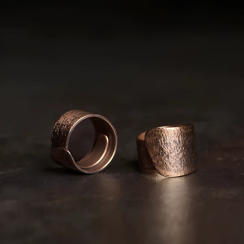 Anel Folha Feito à Mão em Cobre - Linha Nepal