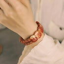 Bracelete Duplo em Coral Natural e Semente de Rudraksha - Linha Nepal