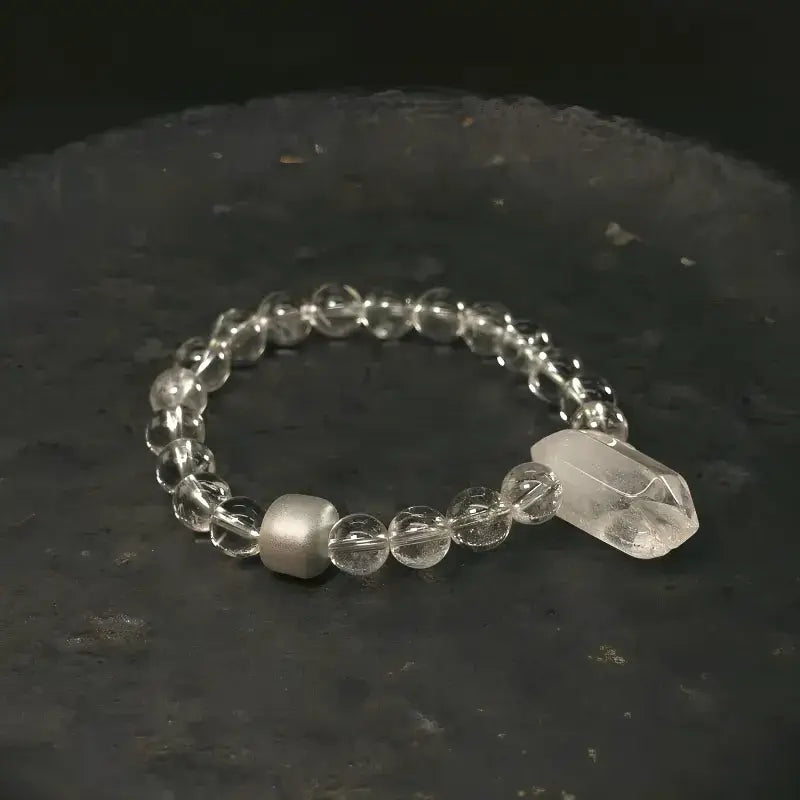 Bracelete em Quartzo Cristal e Prata S925 – Energia Pura e Clareza Interior