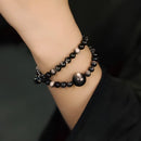 Bracelete em Obsidiana Silver e Madeira Ébano