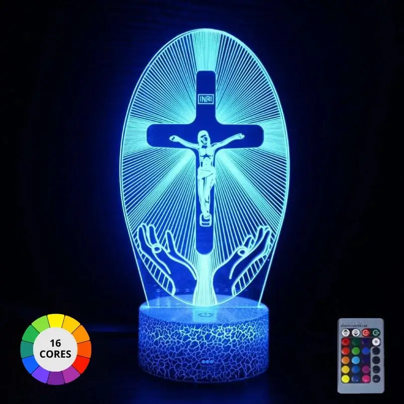 Luminária Jesus Cristo com 16 Cores e Controle Remoto