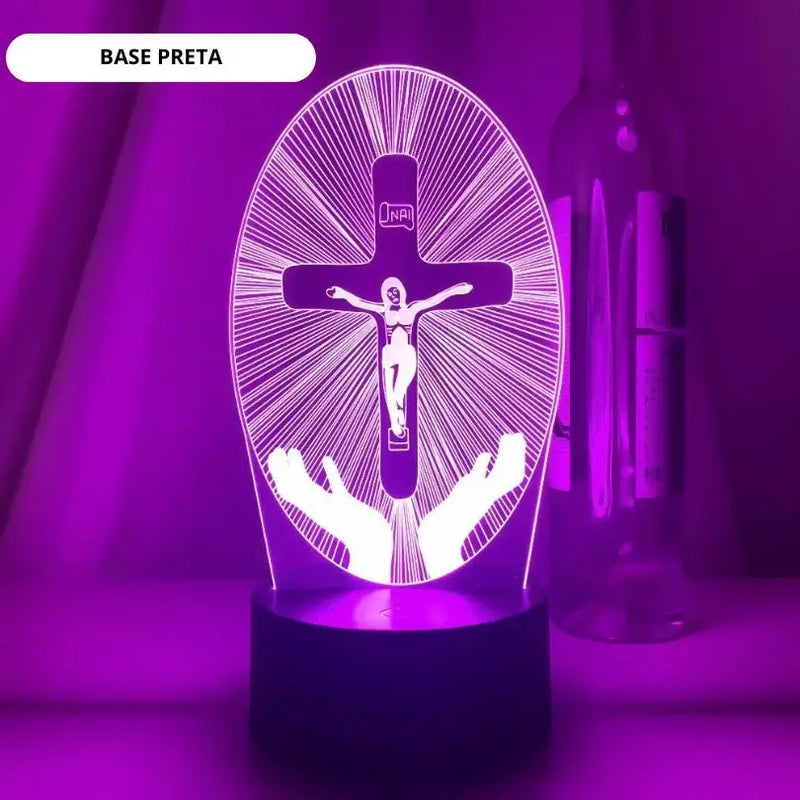 Luminária Jesus Cristo com 16 Cores e Controle Remoto