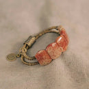 Bracelete Duplo em Coral Natural e Cobre com Pingentes - Linha Nepal