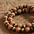Bracelete com Sementes Rudraksha e Bronze - Linha Nepal