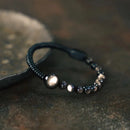 Bracelete Moon em Obsidiana Silver e Madeira Ébano