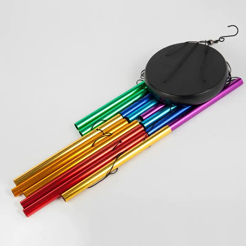 Sino dos Ventos Espiral dos 7 Chakras – Alumínio Premium 73cm com 12 Tubos