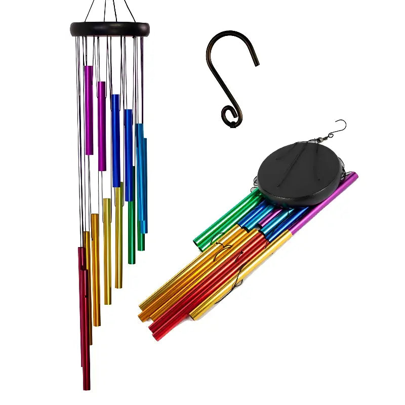 Sino dos Ventos Espiral dos 7 Chakras – Alumínio Premium 73cm com 12 Tubos