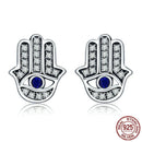 Brinco Hamsa Mão de Fátima em Prata 925 Autêntica