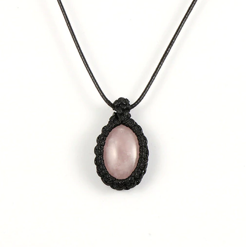 Colar Uni com Cristal Quartzo Rosa