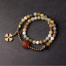 Bracelete Bhāgya em Cobre e Pedras Naturais Jaspe ou Ágata - Sorte 🍀 - Linha Nepal