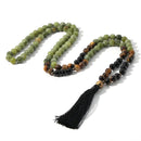 Japamala 108 Contas em Pedras Naturais Onix, Olho de Tigre e Jade Verde