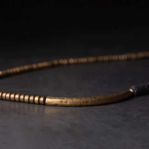 Bracelete em Cobre e Pedras Vulcânicas - Linha Nepal