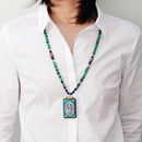 Colar Tibetano Com Contas em Jaspe, Lápis Lazuli e Sodalita Naturais