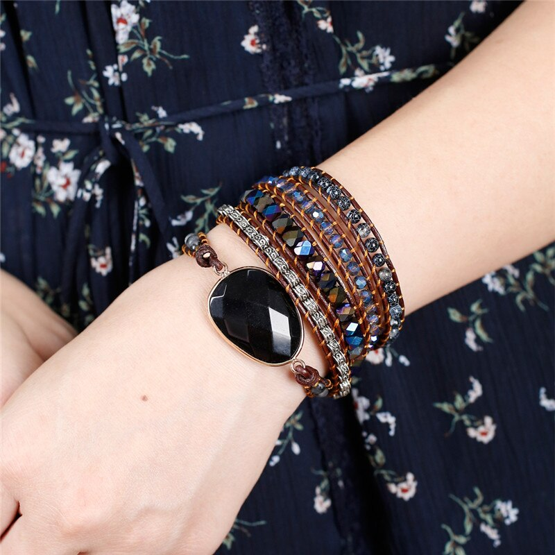 Pulseira Stone com Ônix e Quartzo - Proteção e Cura