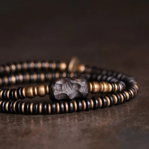 Bracelete em Cobre e Madeira Ébano - Linha Nepal