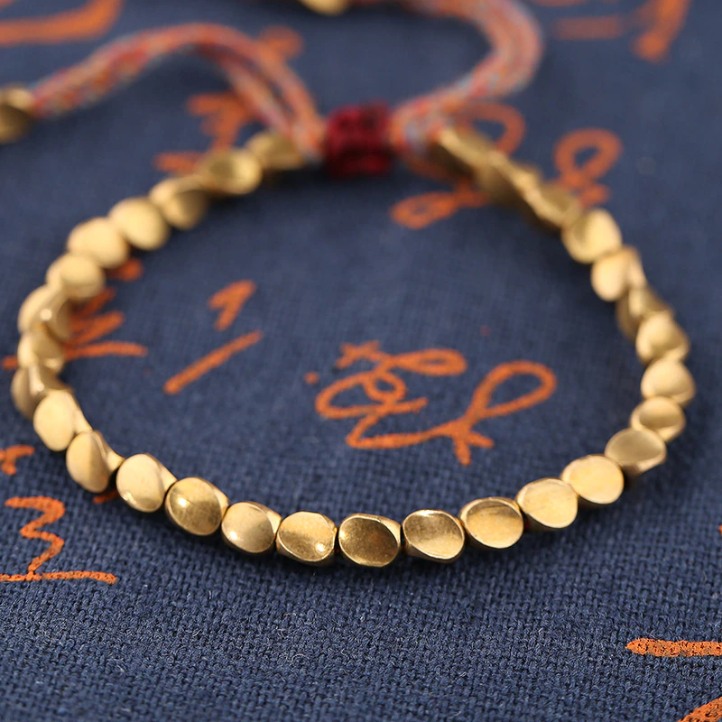 Bracelete Tibetano em Liga de Cobre Escovado