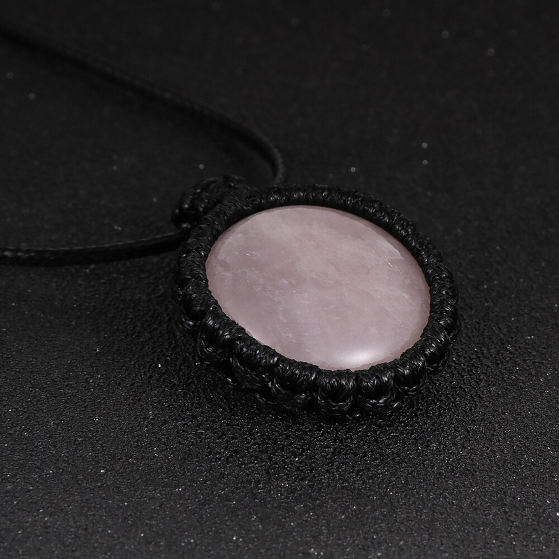 Colar Uni com Cristal Quartzo Rosa