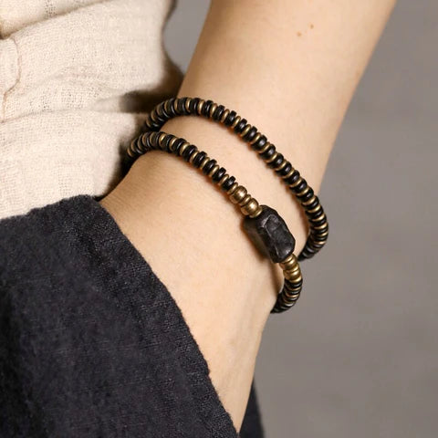 Bracelete em Cobre e Madeira Ébano - Linha Nepal
