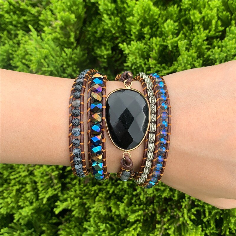Pulseira Stone com Ônix e Quartzo - Proteção e Cura