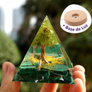 Pirâmide Orgonite em Malaquita e Peridoto Natural - Árvore da Vida ✨