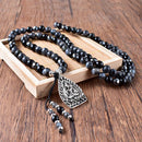 Japamala com 108 Contas em Pedras Naturais Hematita, Onix e Labradorita