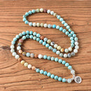 Japamala Turquesa e Amazonita Pedras Naturais com 108 Contas