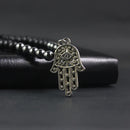 Japamala Hamsa em Pedras Hematita e Ágata Negra Natural - Linha Nepal