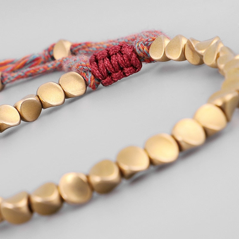 Bracelete Tibetano em Liga de Cobre Escovado