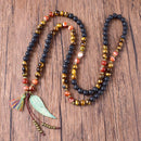 Japamala Difusor com 108 Contas em Pedras Naturais Lava Vulcânica, Onyx e Olho de Tigre