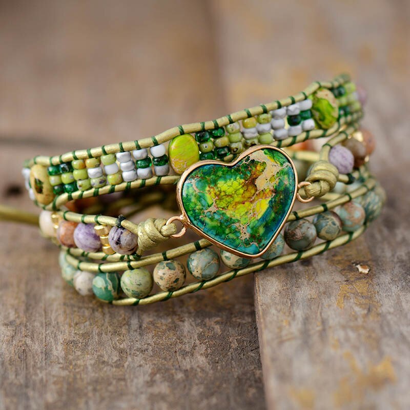 Pulseira Masala Love com Jaspe Verde Naturais