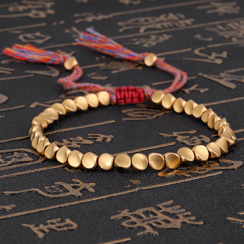 Bracelete Tibetano em Liga de Cobre Escovado