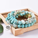 Japamala Turquesa e Amazonita Pedras Naturais com 108 Contas