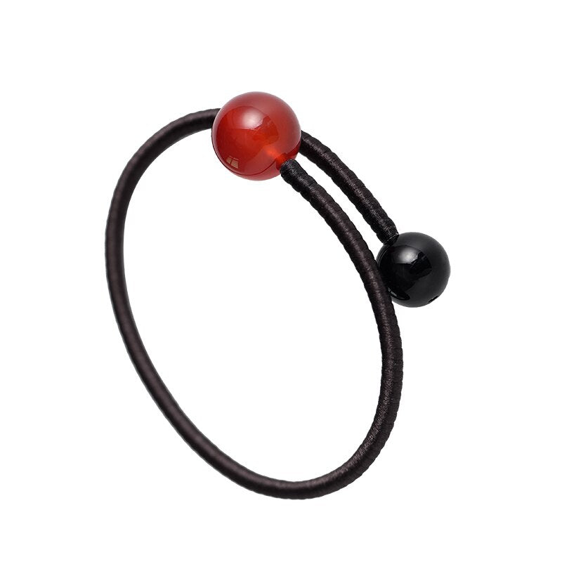 Bracelete Tai Chi com Pedras Obsidiana e Onix Vermelho