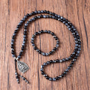 Japamala com 108 Contas em Pedras Naturais Hematita, Onix e Labradorita