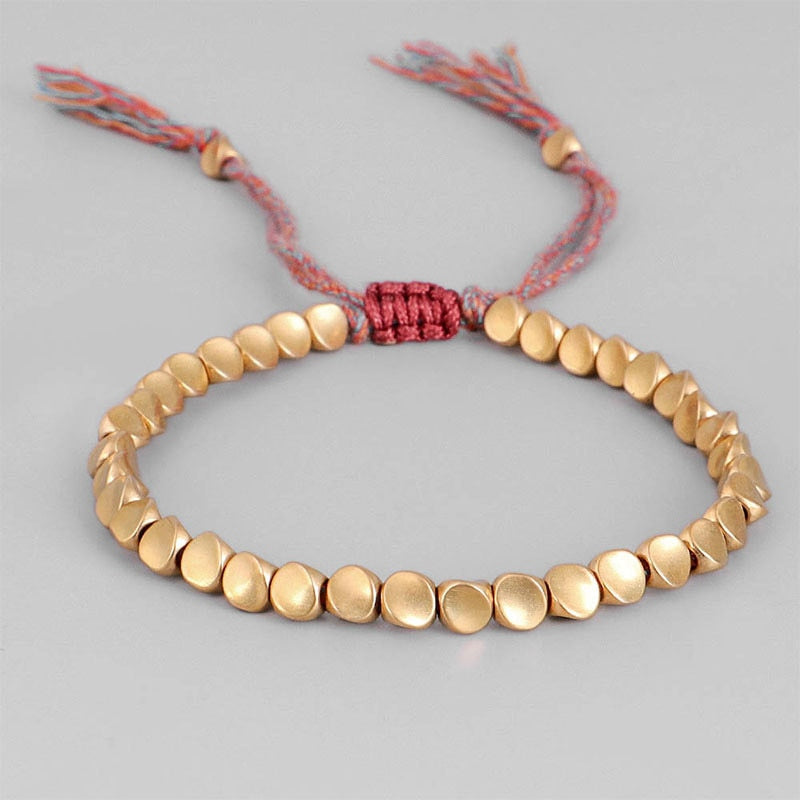 Bracelete Tibetano em Liga de Cobre Escovado