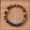 Japamala Difusor com 108 Contas em Pedras Naturais Lava Vulcânica, Onyx e Olho de Tigre