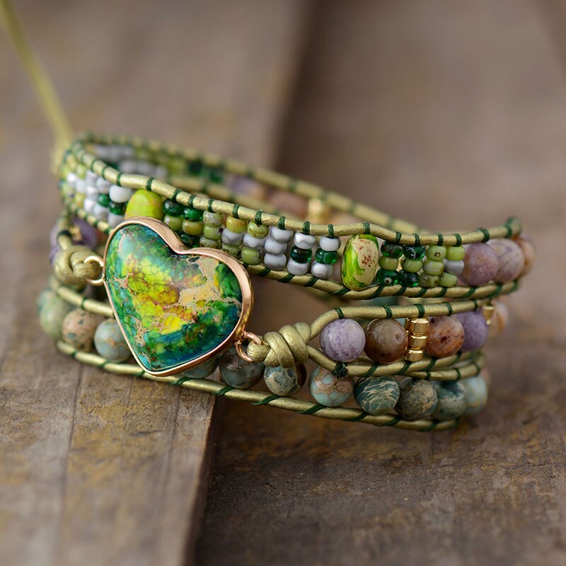 Pulseira Masala Love com Jaspe Verde Naturais