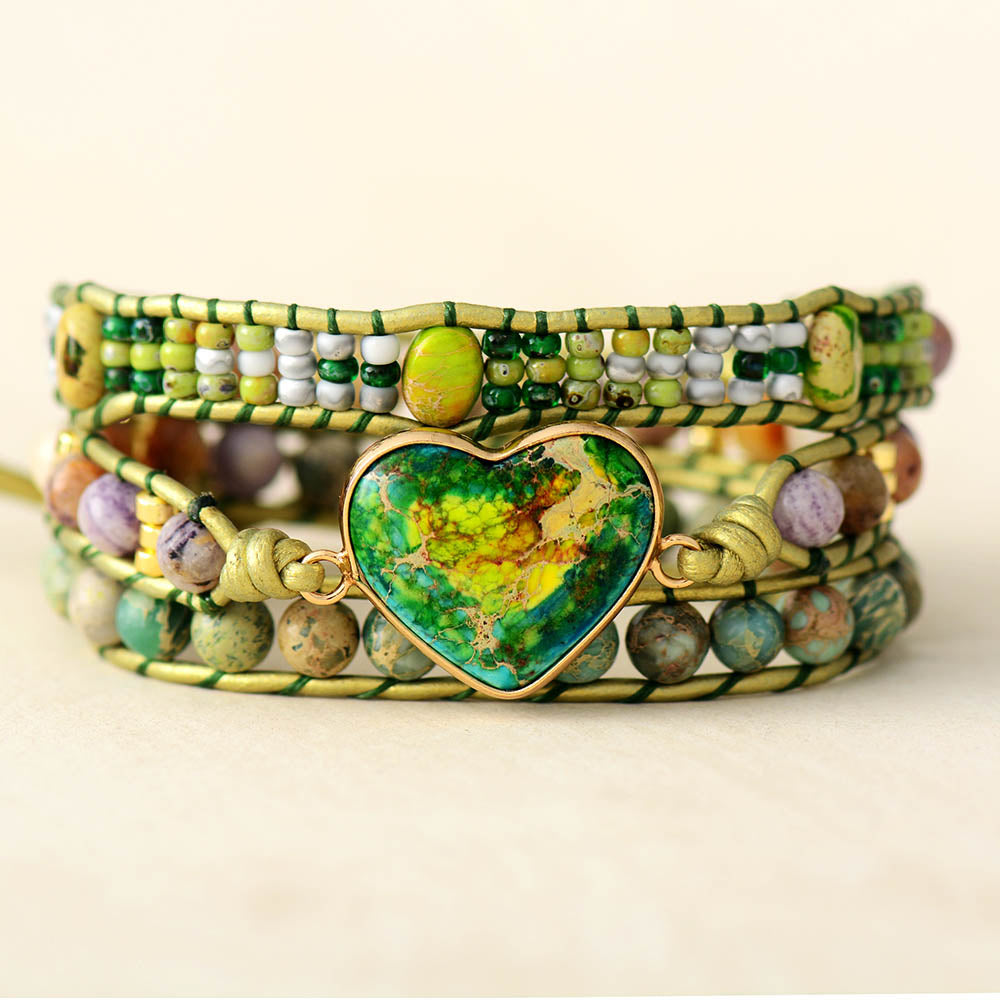 Pulseira Masala Love com Jaspe Verde Naturais