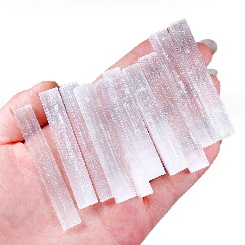 Pedra Natural Selenita - 10 Peças - Purificação e Limpeza Energética