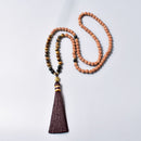 Japamala com 108 Contas em Rudraksha, Olho de Tigre e Ônix Naturais