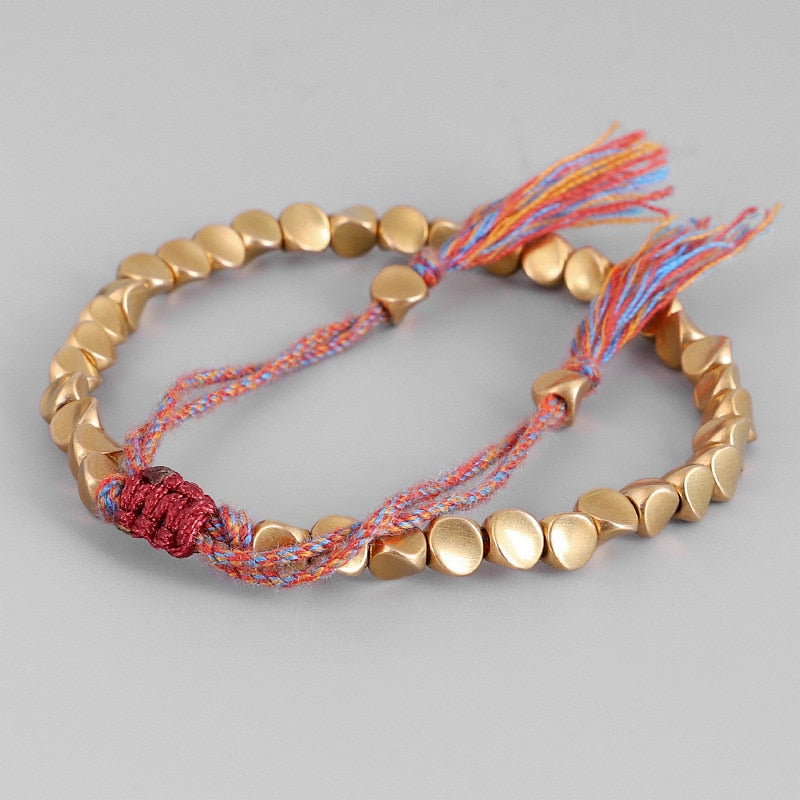 Bracelete Tibetano em Liga de Cobre Escovado