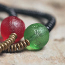 Bracelete em Madeira Ébano, Ágata e Pingente em Cobre - Linha Nepal