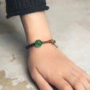 Bracelete em Madeira Ébano, Ágata e Pingente em Cobre - Linha Nepal