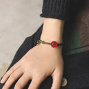 Bracelete em Madeira Ébano, Ágata e Pingente em Cobre - Linha Nepal