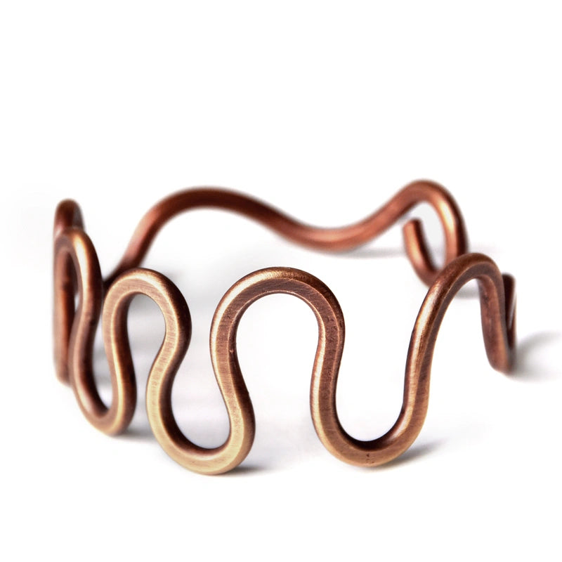 Bracelete Ondas em Cobre Feito à Mão - Linha Nepal