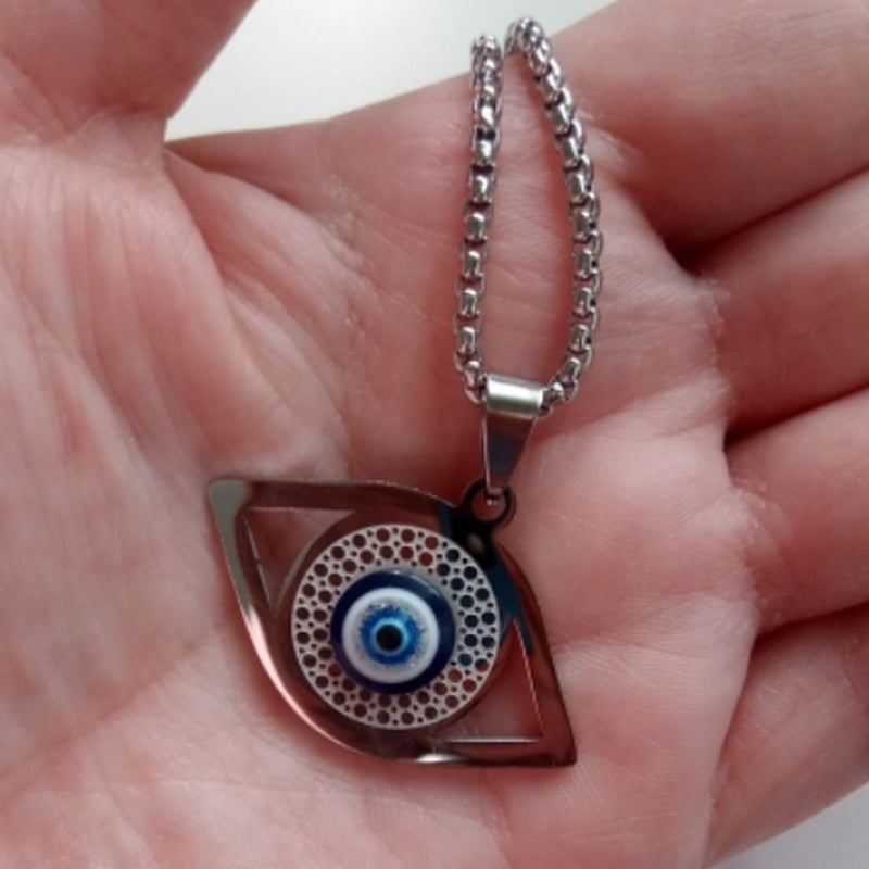 Colar Olho Grego Com Corrente em Aço 🧿