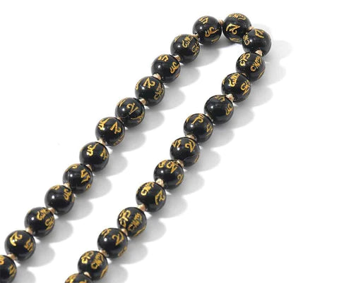 Japamala com 108 Contas em Obsidiana - Om Mani Padme Hum