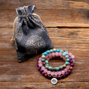 Japamala Quartzo Rosa, Turquesa, Jaspe e Amazonita com 108 Contas